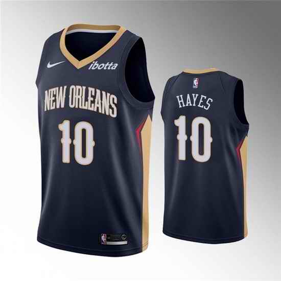 Men New Orleans Pelicans 10 Jaxson Hayes Navy Icon Edition Stitched Jersey